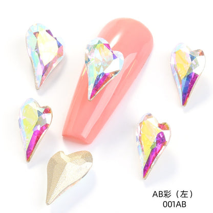 Crystal K9 Sweet Heart Point Back 15mm Ab Heart K9 Crystal Rhinestones For Nail Decorations