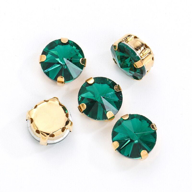 10/12mm Round Glass Rhinestones With Claw Sew On Crystal Stone Strass Diamond For Clothes Needlework DIY