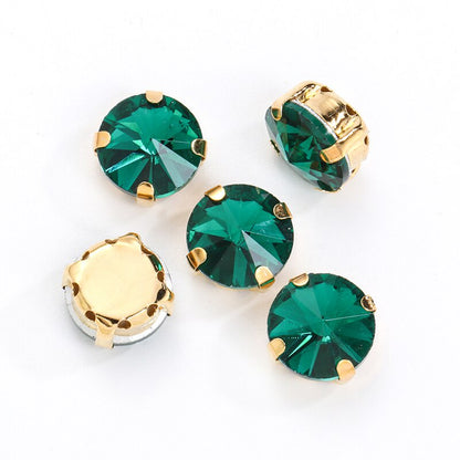 10/12mm Round Glass Rhinestones With Claw Sew On Crystal Stone Strass Diamond For Clothes Needlework DIY