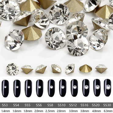 Pointy-bottom White Rhinestone Imitation Czech Rhinestone Diy Accessories Nail Stick Material Nail Rhinestone