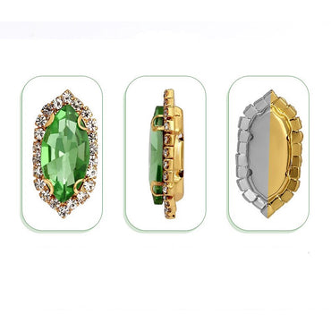 5*10/6*12mm Crystal Gems Stones With White Claws Horse Eye Sewing Buttons Flatback Rhinestone  Accessories