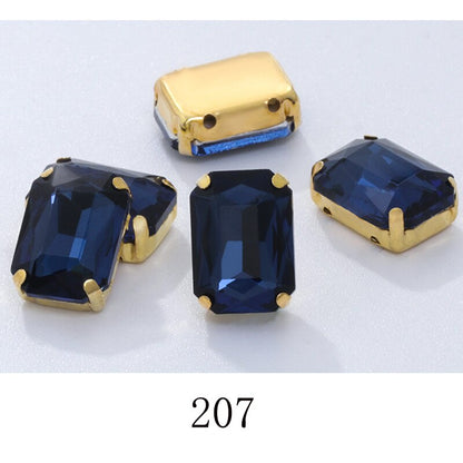 Rectangle Shape 10X14 13X18mm Glass Rhinestones With Claw Sew On Stone Strass Diamond For Clothes Rhinestones for Crystal Crafts
