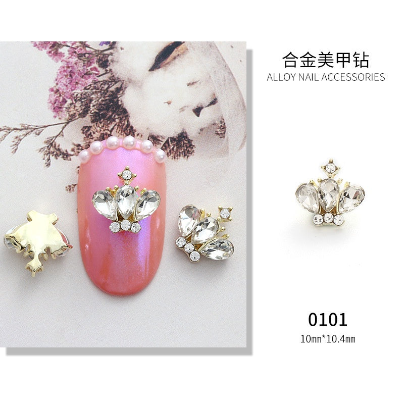 3D Nail Art 2pcs Alloy Kawaii Colorful Design Alloy Accessories Rhinestone Nail Charm