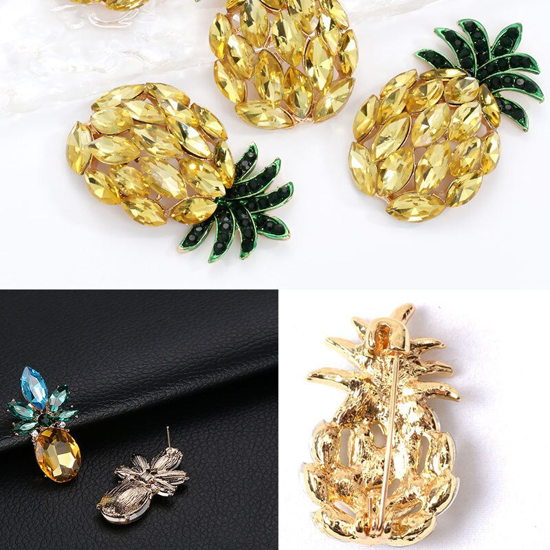 1pcs Vintage luxury yellow pineapple brooch creative design versatile silk scarf brooch