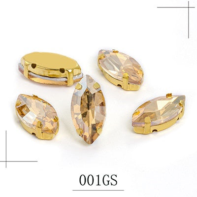 50pcs Manik Jahitan, Marquise/Leaf Shape Glass Rhinestones with Claw Stitched on Crystal Stones for Clothes Sewing Accessories 5*10mm/4*8mm