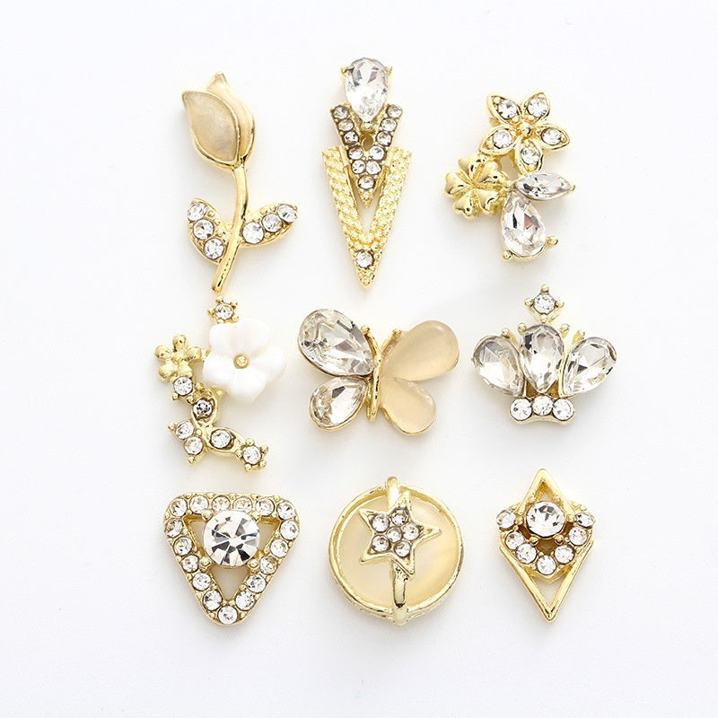 3D Nail Art 2pcs Alloy Kawaii Colorful Design Alloy Accessories Rhinestone Nail Charm