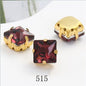 8/10mm 50PCS Square Shape Glass Rhinestones with Golden Claw Sew on Crystal Stone for Clothes Decoration Dress