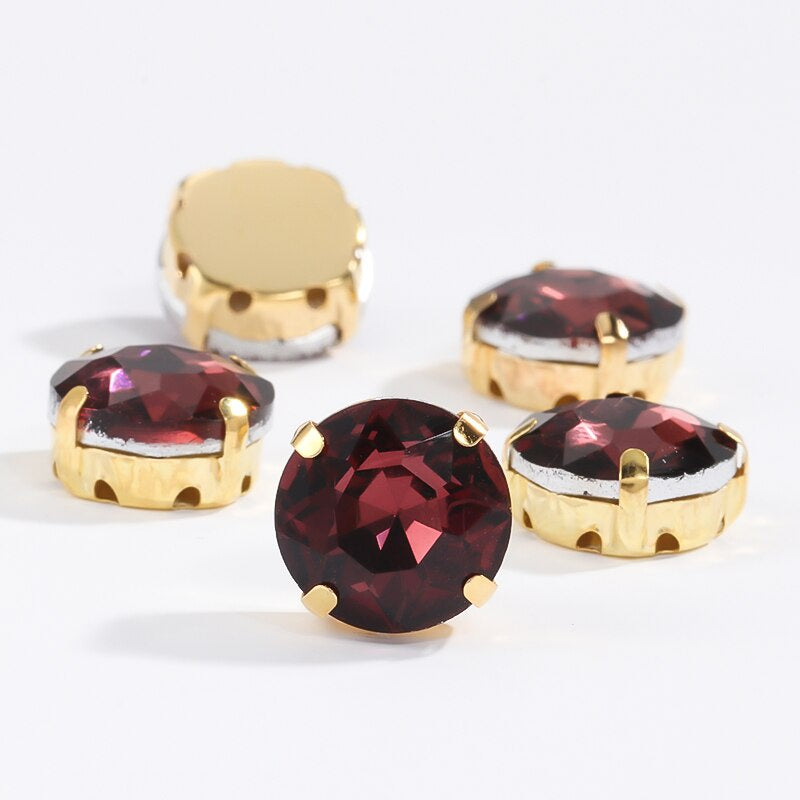 8/10mm 50pcs Round Rhinestones With Golden Claw for Dress Sew On Crystal Stone for Crafts Rhinestones Embellishments