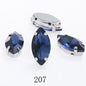 Yichuan  Horse Eye Navette Point Back Stones Metal Base Decorations For Clothes Sewn Rhinestones for Needlework Wedding Dress Crystal Jewelry for Crafts
