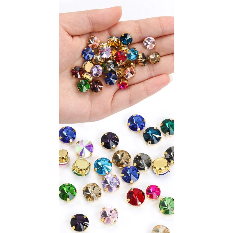 10/12mm Round Glass Rhinestones With Claw Sew On Crystal Stone Strass Diamond For Clothes Needlework DIY
