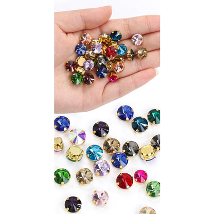 10/12mm Round Glass Rhinestones With Claw Sew On Crystal Stone Strass Diamond For Clothes Needlework DIY