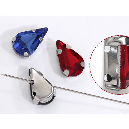 20pcs 5x8/6x10mm Drop Crystal Stone With silver bottom Rhinestone for Sewing on Clothes Sewn on Rhinestone for Needlework