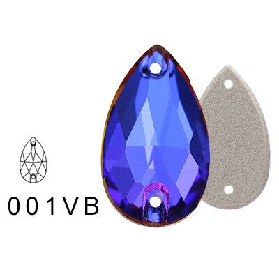 7 * 12Mm water drop flat buckle handmade perforated hand sewn drill clothing accessories high-grade rhinestone water drop hand sewn stone