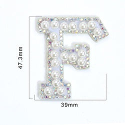 TonyBead 26 English Alphabet A-Z Pearl Letter Patches Rhinestone Patch Sewing On Patches Stripe Badge DIY Name