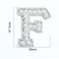 TonyBead 26 English Alphabet A-Z Pearl Letter Patches Rhinestone Patch Sewing On Patches Stripe Badge DIY Name