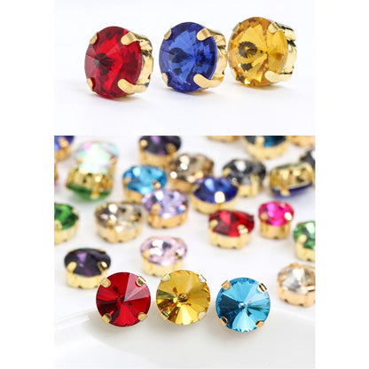 10/12mm Round Glass Rhinestones With Claw Sew On Crystal Stone Strass Diamond For Clothes Needlework DIY