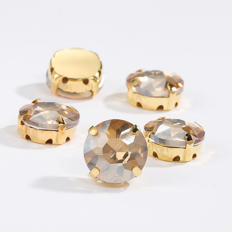 8/10mm 50pcs Round Rhinestones With Golden Claw for Dress Sew On Crystal Stone for Crafts Rhinestones Embellishments
