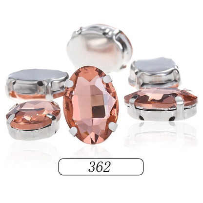 6*8/8*10mm Oval Shape Glass Rhinestones With Silver Sew On Crystal Stone Strass Diamond For Clothes Dress