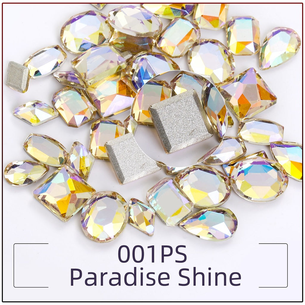 TonyBead 20Pcs Mixed Shape Flatback Stone Gem Glass Nail Art Rhinestone For Jewelry Making Loose Strass Crystal Nail Accessories Nail Drill kuku