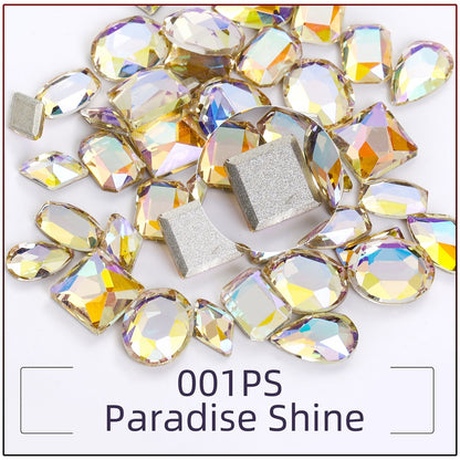 TonyBead 20Pcs Mixed Shape Flatback Stone Gem Glass Nail Art Rhinestone For Jewelry Making Loose Strass Crystal Nail Accessories Nail Drill kuku