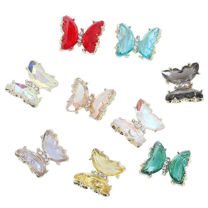 【2pcs】New Design Gem Designs Nail Butterfly Alloy Crystal Stones For Nail Art Decoration