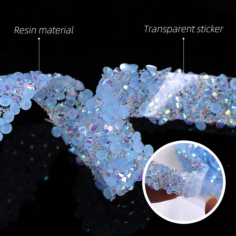 TonyBead Rhinestone Sticker, Rhinestone Banding Jelly Resin Rhinestones Strips for Clothing DIY Decoration