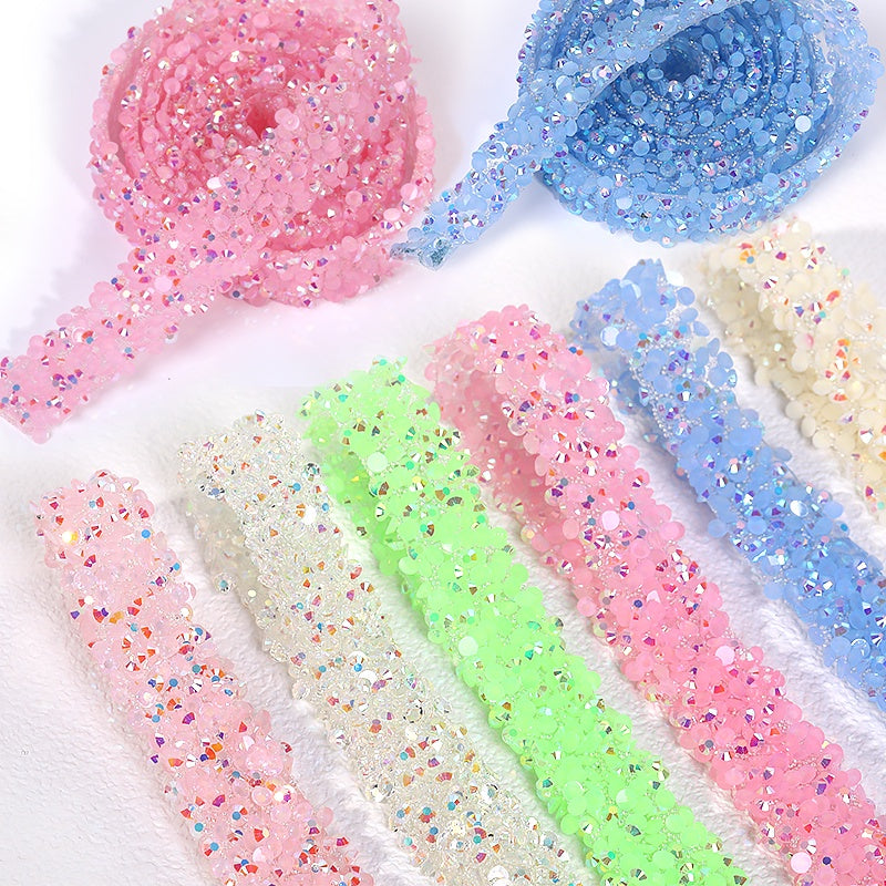 TonyBead Rhinestone Sticker, Rhinestone Banding Jelly Resin Rhinestones Strips for Clothing DIY Decoration
