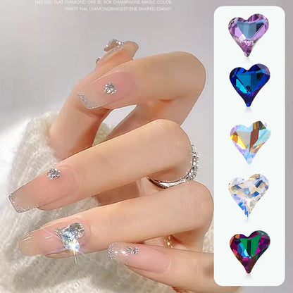10pcs Rhinestones Nails Accessories Hearts Glass Parts Supplies Luxury Nail sticker Zircon Wholesale Crystals Glitters Jewelry