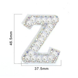 TonyBead 26 English Alphabet A-Z Pearl Letter Patches Rhinestone Patch Sewing On Patches Stripe Badge DIY Name