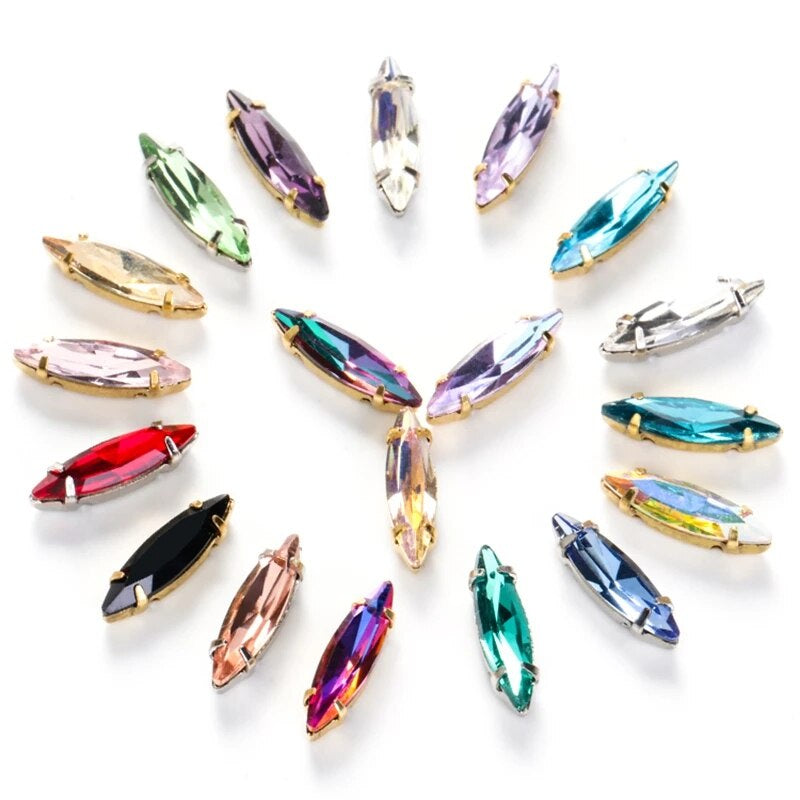 4*15mm Horse-eye Shaped Rhinestone DIY Jewelry Accessories Pointy-bottom Shaped Rhinestone Nail Sticker Rhinestone Material