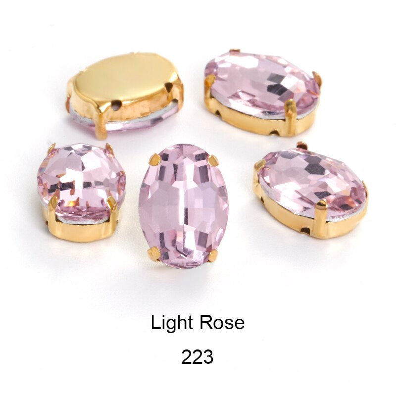 50pcs 6*8mm/8*10mm Oval Glass Rhinestones with Clawed Sewn Crystal Strass Diamond Clothes Rhinestones DIY
