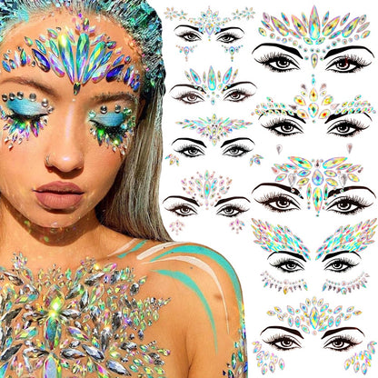 EDM Electronic Music Festival Face Pasters Eyebrow Stick-on Crystals Resin Drill Carnival Diamond Sticker Masquerade Face Decoration