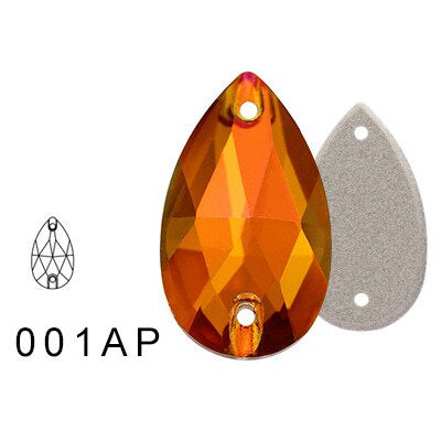 11 * 18Mm water drop flat buckle handmade perforated hand sewn drill clothing accessories high-grade rhinestone water drop hand sewn stone