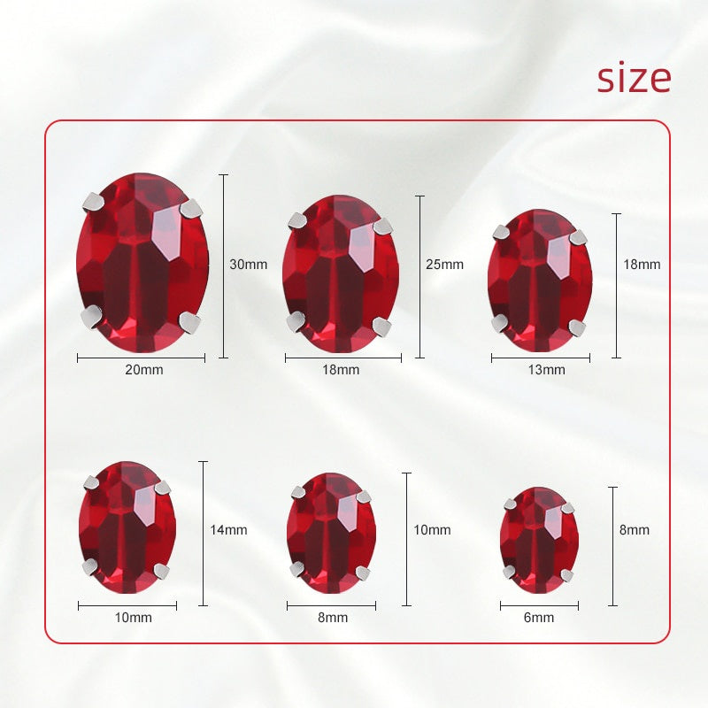 6*8/8*10mm Oval Shape Glass Rhinestones With Silver Sew On Crystal Stone Strass Diamond For Clothes Dress