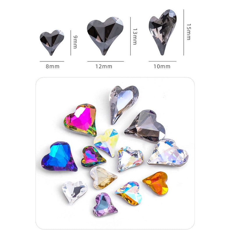 10pcs Rhinestones Nails Accessories Hearts Glass Parts Supplies Luxury Nail sticker Zircon Wholesale Crystals Glitters Jewelry