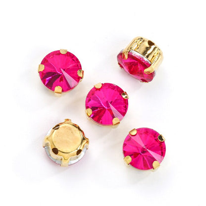 10/12mm Round Glass Rhinestones With Claw Sew On Crystal Stone Strass Diamond For Clothes Needlework DIY