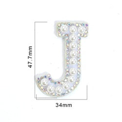 TonyBead 26 English Alphabet A-Z Pearl Letter Patches Rhinestone Patch Sewing On Patches Stripe Badge DIY Name