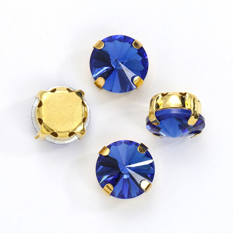 10/12mm Round Glass Rhinestones With Claw Sew On Crystal Stone Strass Diamond For Clothes Needlework DIY