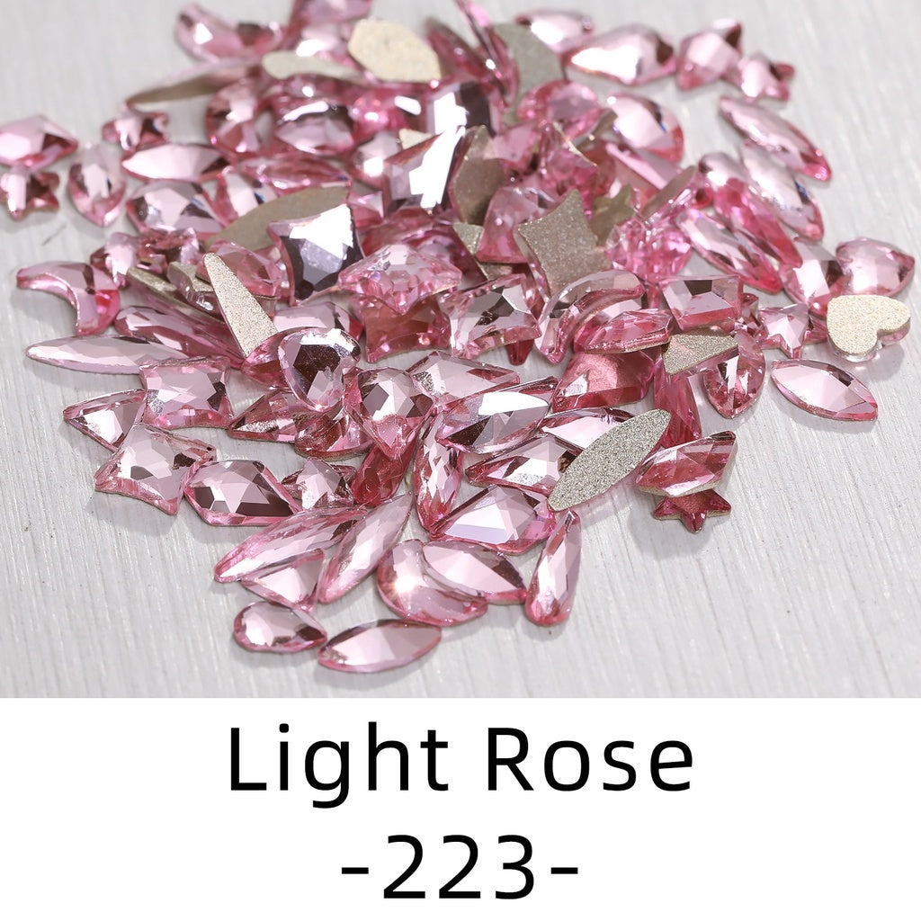 50pcs Flat Back Crystal Nail Parts Hearts 50 Pieces 3D Glass Rhinestones for Needlework Decoration Glitter Gems Design Fac