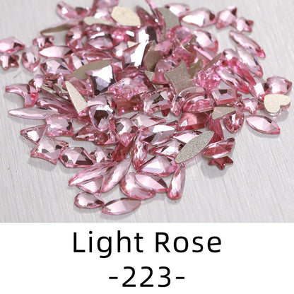 50pcs Flat Back Crystal Nail Parts Hearts 50 Pieces 3D Glass Rhinestones for Needlework Decoration Glitter Gems Design Fac