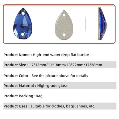 7 * 12Mm water drop flat buckle handmade perforated hand sewn drill clothing accessories high-grade rhinestone water drop hand sewn stone