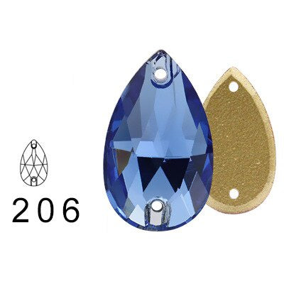 11 * 18Mm water drop flat buckle handmade perforated hand sewn drill clothing accessories high-grade rhinestone water drop hand sewn stone
