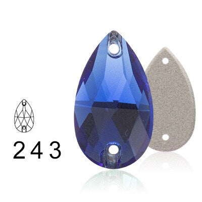 11 * 18Mm water drop flat buckle handmade perforated hand sewn drill clothing accessories high-grade rhinestone water drop hand sewn stone