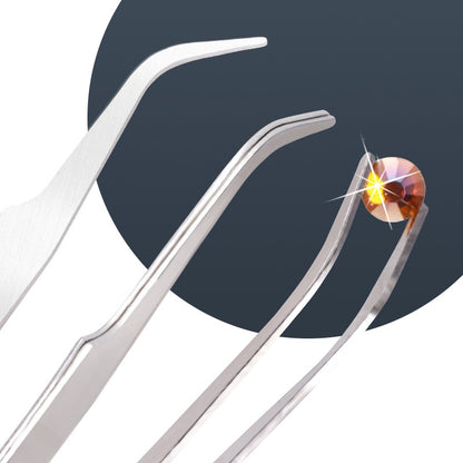 TonyBead Nail Tools Static-Free  Metal Tweezers Stainless Steel High Precision Tweezers DIY Nail Set Decorations Manicure Implement