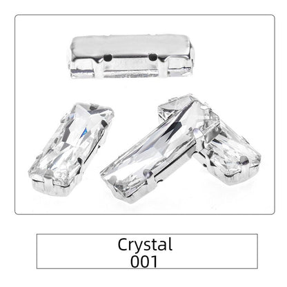 Rectangle 5x10 5x15 7x21mm Glass Crystal Sew On Rhinestones With Silver Claw Handicrafts Glitter Stones For Dress Beeds