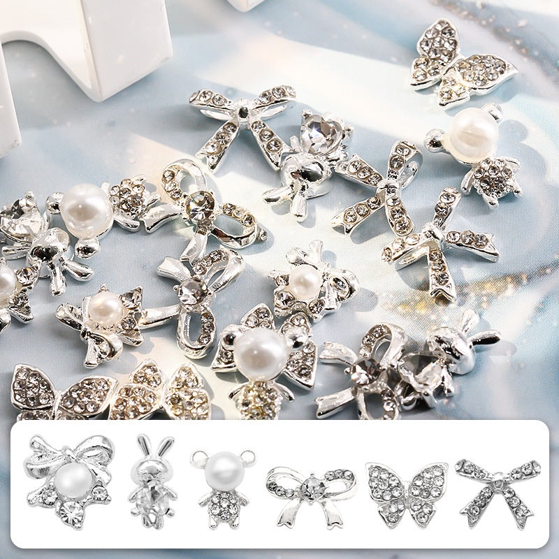 3D Nail Art Charms  Alloy Nail Jewelry Transparent Shiny Charm Metal Gemstone Fashion DIY Nail Art Decorations