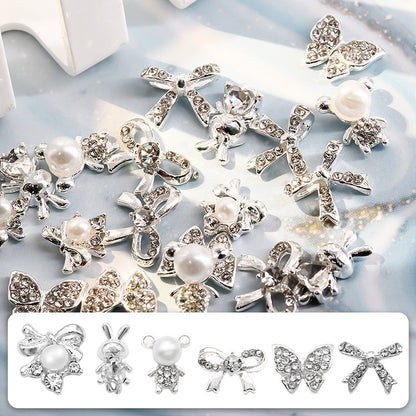 3D Nail Art Charms  Alloy Nail Jewelry Transparent Shiny Charm Metal Gemstone Fashion DIY Nail Art Decorations