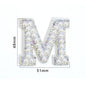 TonyBead 26 English Alphabet A-Z Pearl Letter Patches Rhinestone Patch Sewing On Patches Stripe Badge DIY Name
