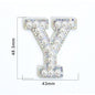 TonyBead 26 English Alphabet A-Z Pearl Letter Patches Rhinestone Patch Sewing On Patches Stripe Badge DIY Name