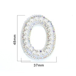 TonyBead 26 English Alphabet A-Z Pearl Letter Patches Rhinestone Patch Sewing On Patches Stripe Badge DIY Name